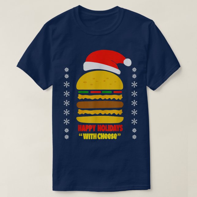 T-shirt Joyeuses Vacances Avec Fromage Hamburger Noël Che (Design devant)