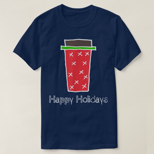 T-shirt Joyeuses vacances Coupe de café rouge Tee, Noël (Design devant)