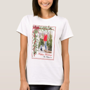 T-shirt Joyeuses vacances Mistletoe Red Bow Family Photo