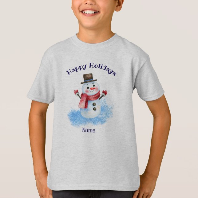 T-shirt Joyeuses vacances Retro Snowman, Jeunesse XS - XL (Devant)