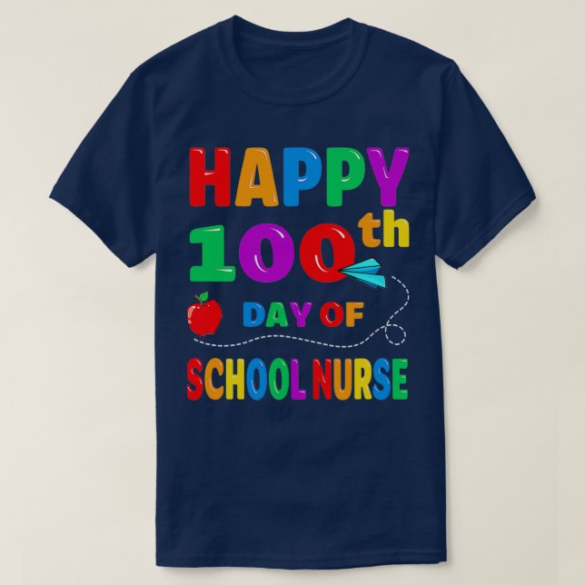 T-shirt Joyeux 00 Jour D'École Pour Enseignant D'Infirmièr (Design devant)