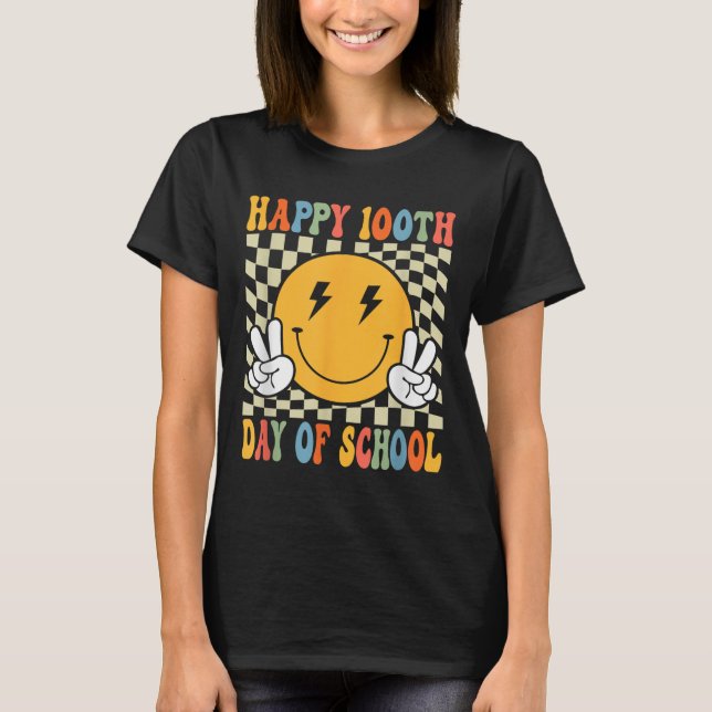 T-shirt Joyeux 100 Jours 100ème Jour De L'École Enseignant (Devant)