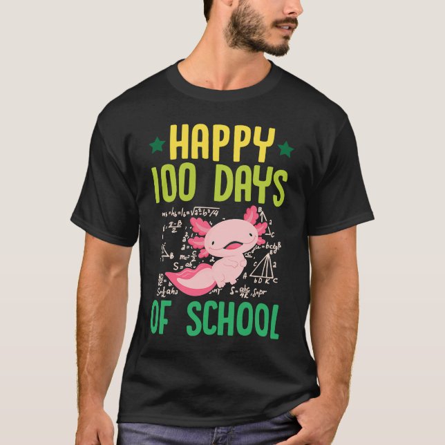 T-shirt Joyeux 100 Jours De L'École Pet Axolotl Enseignant (Devant)