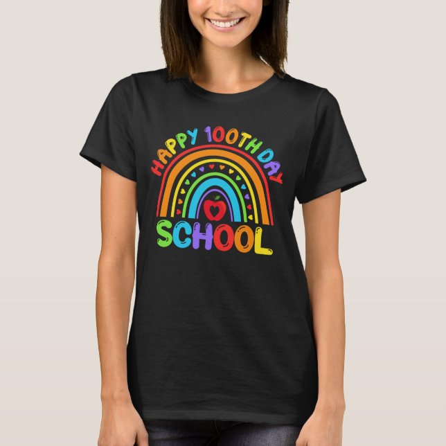 T-shirt Joyeux 100 jours de l'école Rainbow Student Teache (Devant)