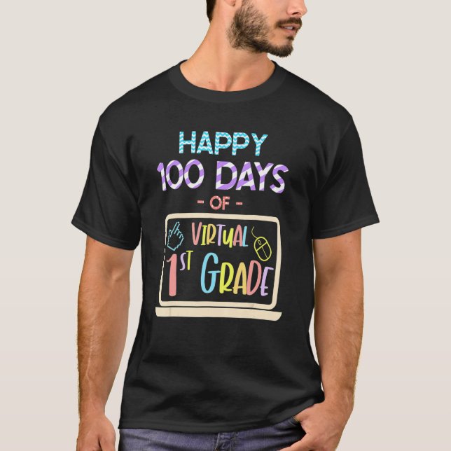 T-shirt Joyeux 100 Jours De Première Année Virtuelle 100E  (Devant)