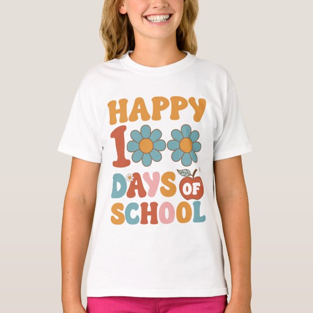 T-shirt Joyeux 100 jours d'école, polices super. (Devant)