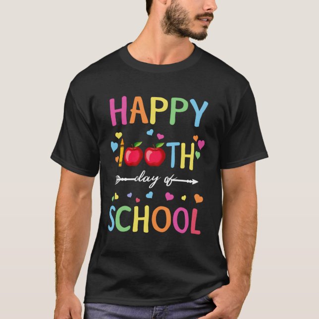 T-shirt Joyeux 100E Jour De Chemise D'École Pour Enseignan (Devant)