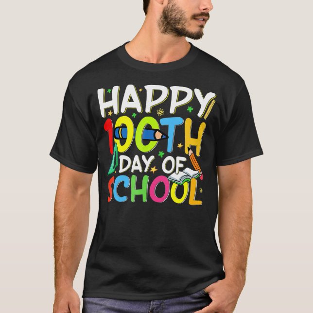 T-shirt Joyeux 100e Jour De L'Enseignant Étudiant 100 Jour (Devant)