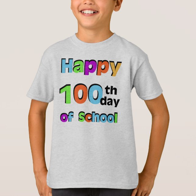 T-shirt Joyeux 100e jour d'école (Devant)