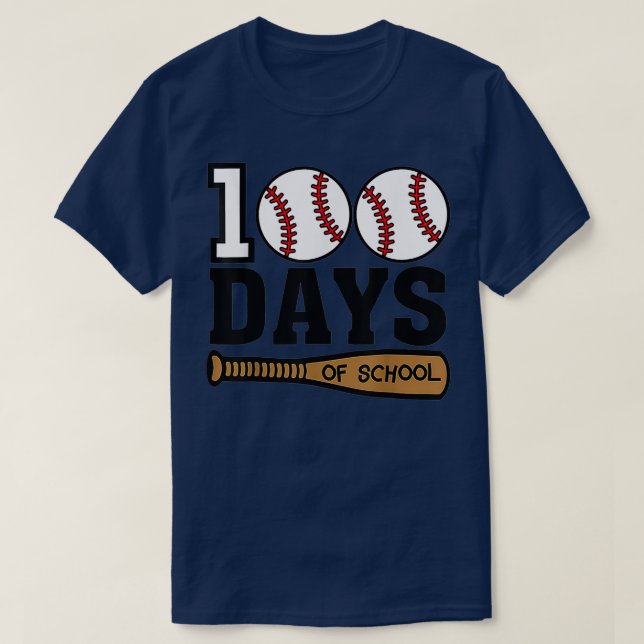 T-shirt Joyeux 100ème Jour 100 Jours De L'École De Basebal (Design devant)