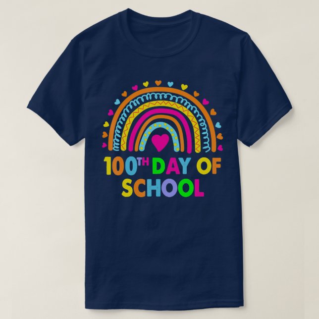 T-shirt Joyeux 100ème Jour De L'École Enseignant Arc En Ci (Design devant)