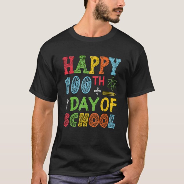 T-shirt Joyeux 100ème Jour De L'Enseignant 100 Jour De L'É (Devant)