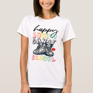 T-shirt Joyeux 100ème Jour D'Enseignants Étudiants Happy F