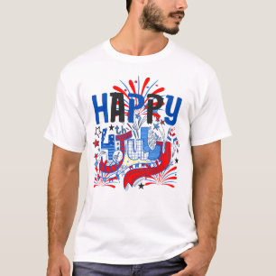 T-shirt Joyeux 14 juillet Feu d'artifice USA-63261