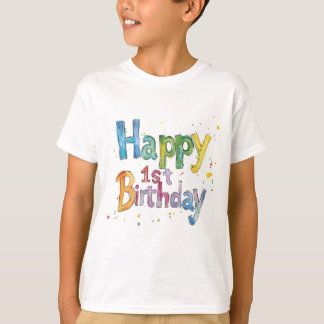 T-shirt Joyeux 1er anniversaire - Design d'art de texte mi