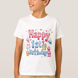 T-shirt Joyeux 1er anniversaire - Design d'illustration co