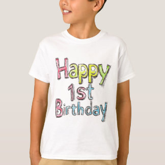 T-shirt Joyeux 1er Anniversaire – Texte d'anniversaire col