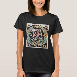 T-shirt Joyeux 25e anniversaire Floral Stars femmes'