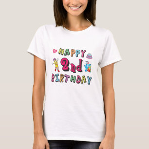 T-shirt Joyeux 2e anniversaire. 2 ans avant jour.
