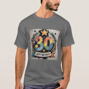 T-shirt Joyeux 30e anniversaire Colorful Laurel