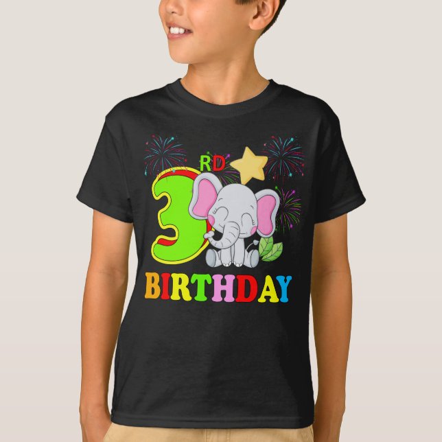 T-shirt Joyeux 3ème anniversaire bébé bébé éléphant enfant (Devant)