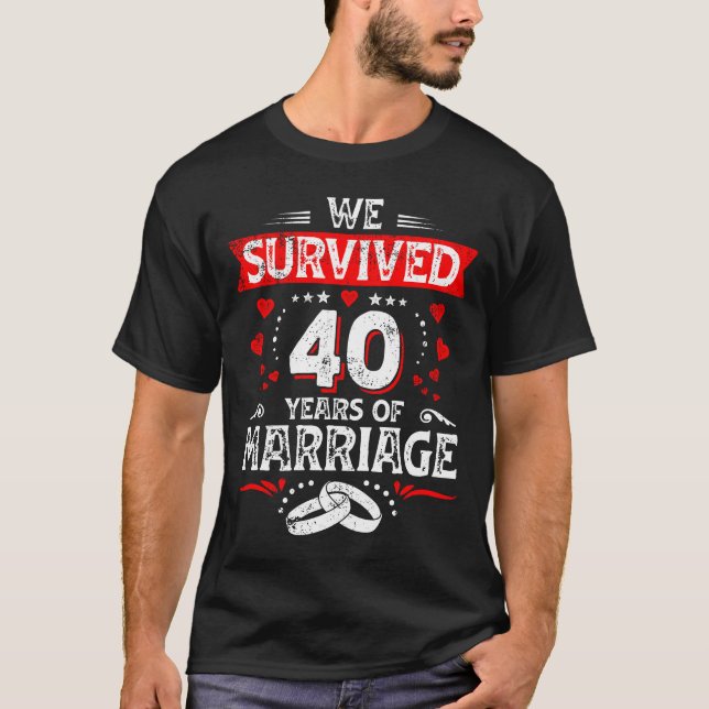 T-shirt Joyeux 40e anniversaire de Mariage en couple (Devant)