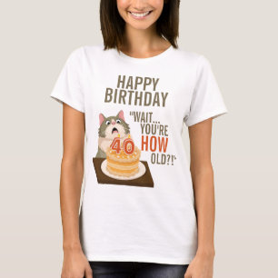 T-shirt Joyeux 40e anniversaire Funny Chat Humour Retro Pl