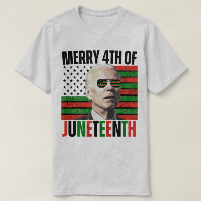 T-shirt Joyeux 4 ème JunetDix Funny Biden Face (Design devant)
