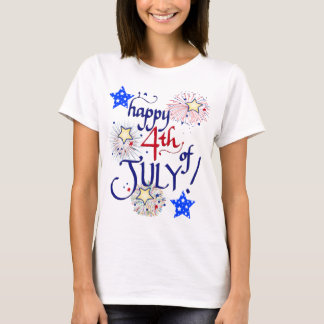 T-shirt Joyeux 4 juillet ! avec feux d'artifice et étoiles