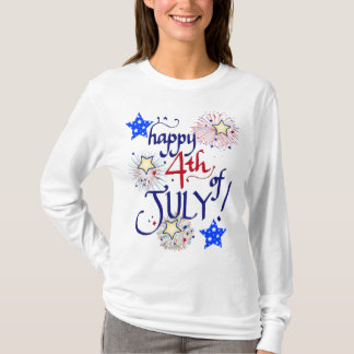 T-shirt Joyeux 4 juillet ! avec feux d'artifice et étoiles
