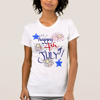 T-shirt Joyeux 4 juillet ! avec feux d'artifice et étoiles