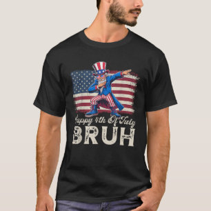 T-shirt Joyeux 4 juillet Bruh Funny Oncle Sam Dabbing Boy