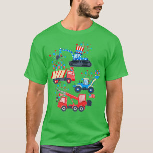 T-shirt Joyeux 4 juillet Construction de Camion de Grue