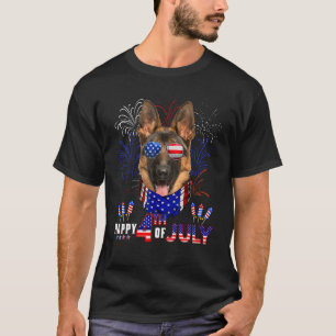 T-shirt Joyeux 4 juillet Drapeau américain Berger allemand