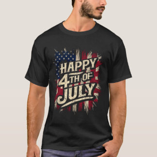 T-shirt Joyeux 4 juillet Fête Patriotique Drapeau Américai