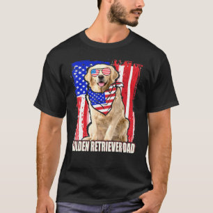 T-shirt Joyeux 4 juillet fier Drapeau Américain Golden Ret