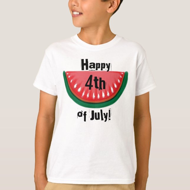 T-shirt Joyeux 4 juillet garçons taton de pastèque (Devant)