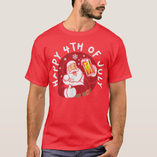 T-shirt Joyeux 4 juillet Père Noël Summer Vacation Beach 