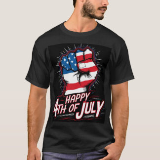 T-shirt Joyeux 4 juillet poing serré noir patriotique