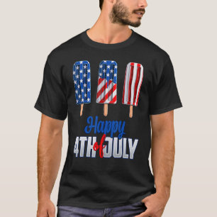 T-shirt Joyeux 4 juillet Popsicle Rouge Blanc Bleu América