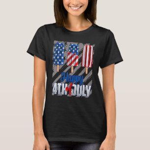 T-shirt Joyeux 4 juillet Popsicle Rouge Blanc Bleu América