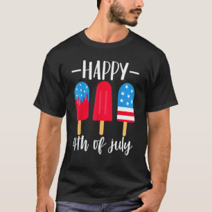 T-shirt Joyeux 4 juillet Popsicle Rouge Blanc Bleu Usa Dra
