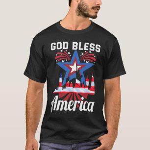 T-shirt Joyeux 4 juillet USA disant dieu bénisse l'amériqu