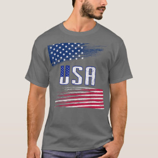 T-shirt Joyeux 4 juillet USA Drapeau Patriotique Hommes Fe
