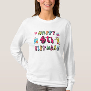 T-shirt Joyeux 4e anniversaire. 4 ans b-jour.