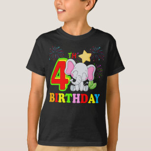T-shirt Joyeux 4e anniversaire bébé bébé éléphant enfant -