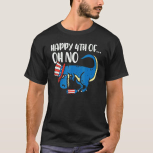 T-shirt Joyeux 4th Of Oh No July Trex Dinosaur Patriot Boy