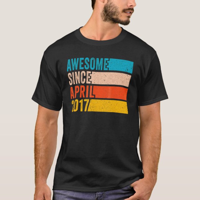 T-shirt Joyeux 5e anniversaire 5 ans Awesome depuis avril (Devant)