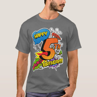 T-shirt Joyeux 5e Anniversaire Garçons Bande Dessinée Supe