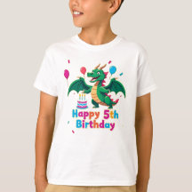 T-shirt Joyeux 5ème Anniversaire Dragon
